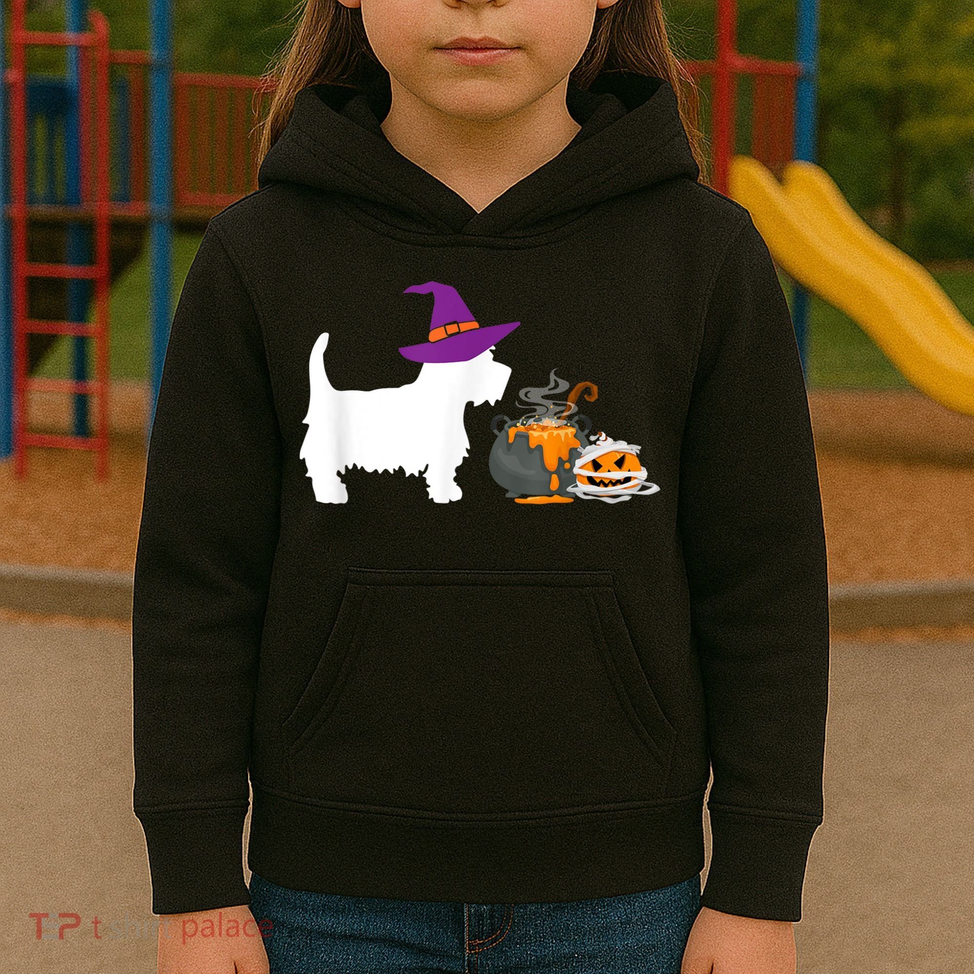 Cute Westie Wizard Hat Halloween Funny Dog Owner Costume Kids Hoodie