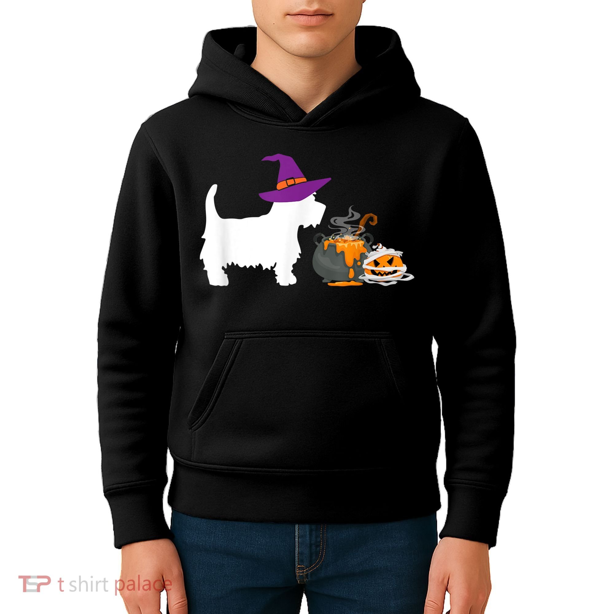 Cute Westie Wizard Hat Halloween Funny Dog Owner Costume Kids Hoodie
