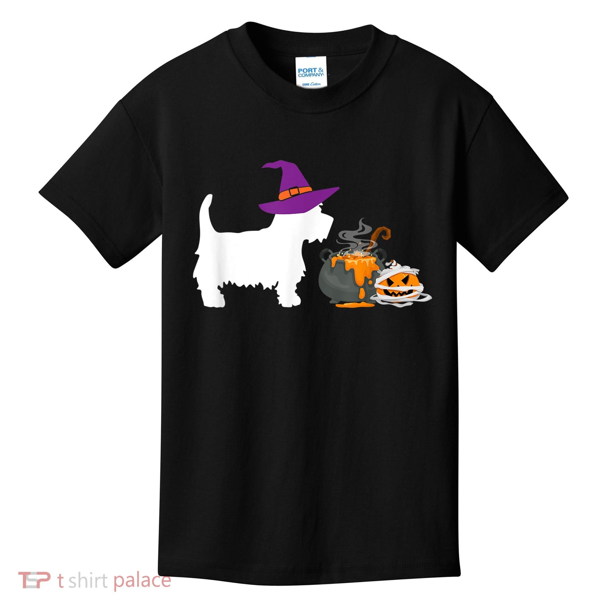 Cute Westie Wizard Hat Halloween Funny Dog Owner Costume Kids T-Shirt
