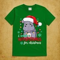 Cute Xmas Santa Hat I Want A Hippopotamus For Christmas Costume Gift T-Shirt thumb 5