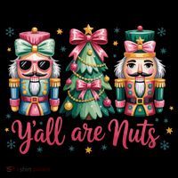 Christmas Y'all Are Nuts Nutcracker Funny X-Mas Kids Sweatshirt thumb 2
