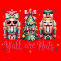 Christmas Y'all Are Nuts Nutcracker Funny X-Mas Santa Hat thumb 1