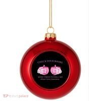 Check Your Boobs Mine Tried To Kill Me Breast Cancer Pumpkin Plastic Christmas Ball Ornament thumb 0