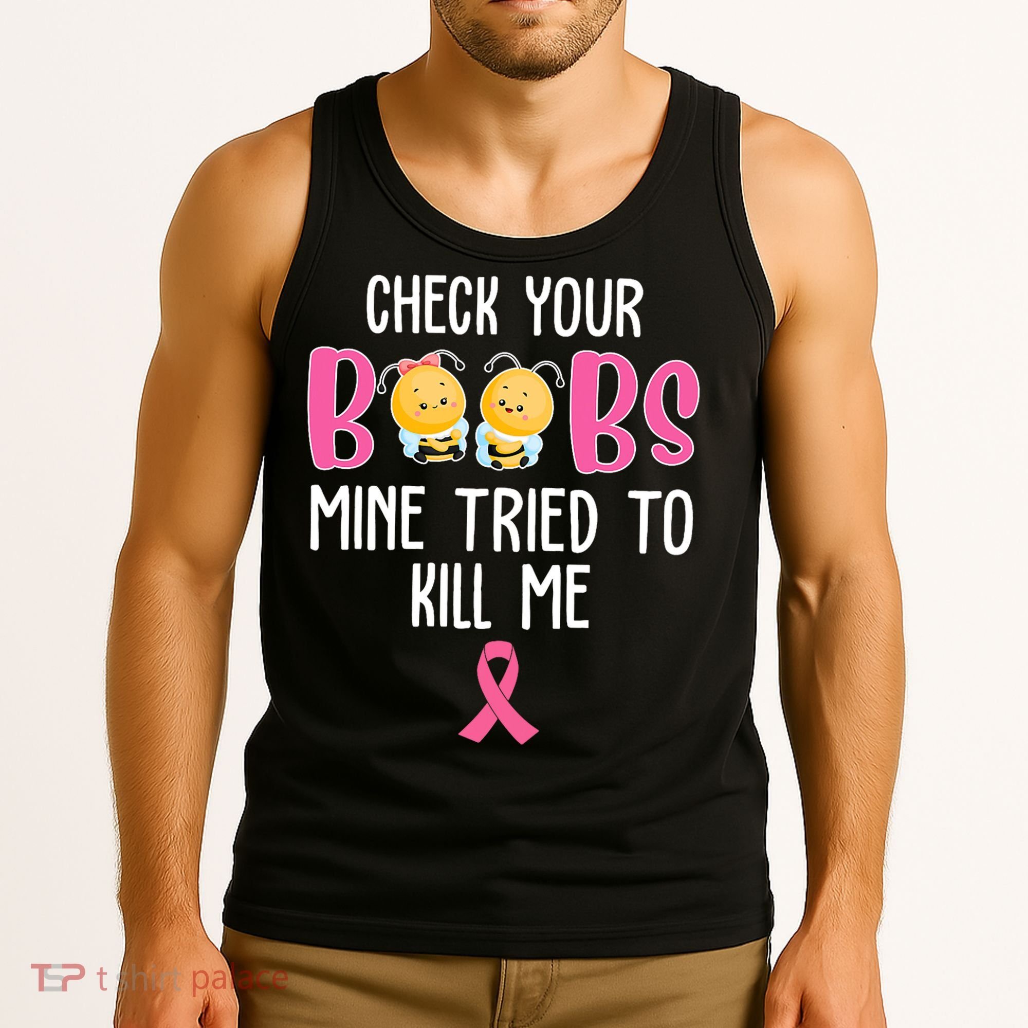 Check Your Boobs Mine Tried To Kill Me Breast Cancer Tank Top