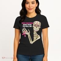 Check Your Boobs Skeleton Hand Breast Cancer Awareness Gifts Women's T-Shirt thumb 4