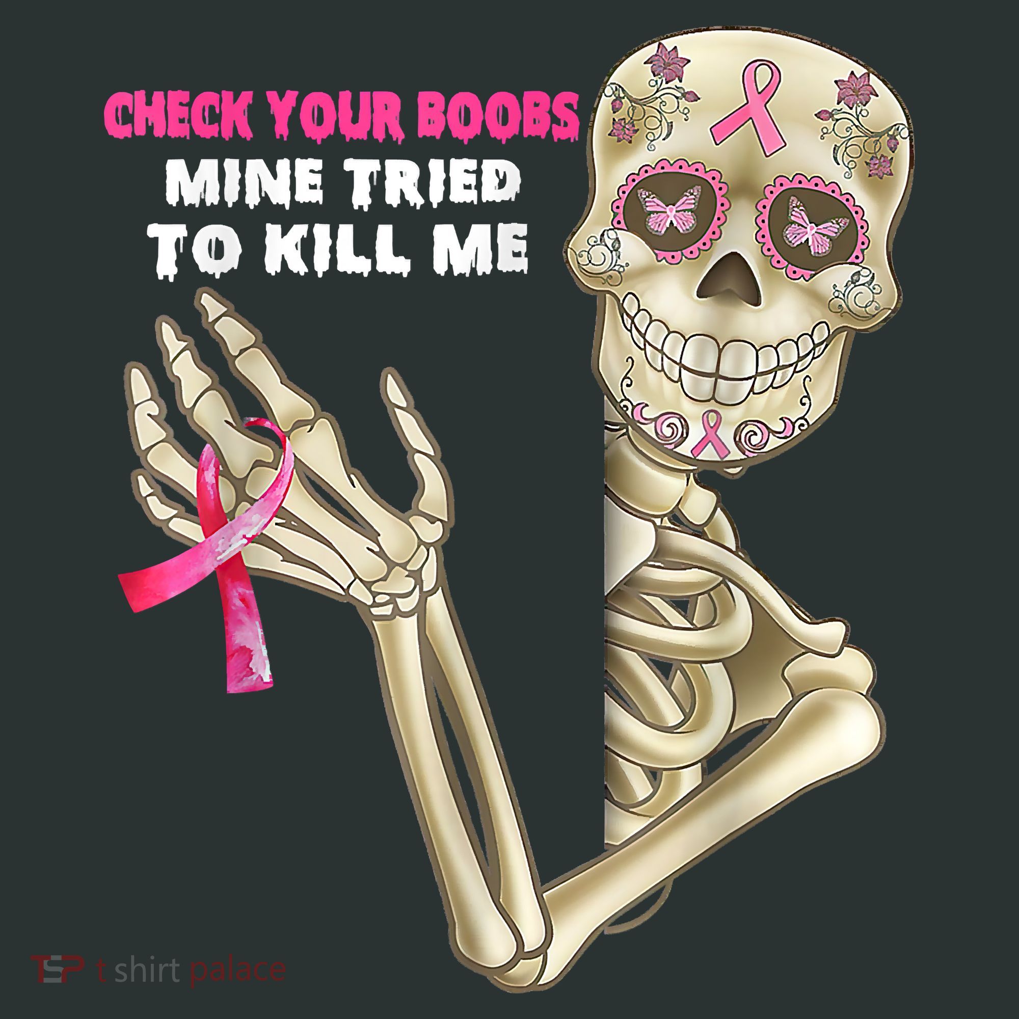 Check Your Boobs Skeleton Hand Breast Cancer Awareness Gifts Infant Baby Jersey Bodysuit