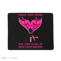 Check Your Boobs Mine Tried To Kill Me Breast Cancer Awareness Mousepad thumb 0