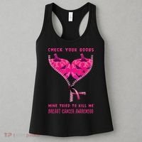 Check Your Boobs Mine Tried To Kill Me Breast Cancer Awareness Women's Tank Top thumb 3