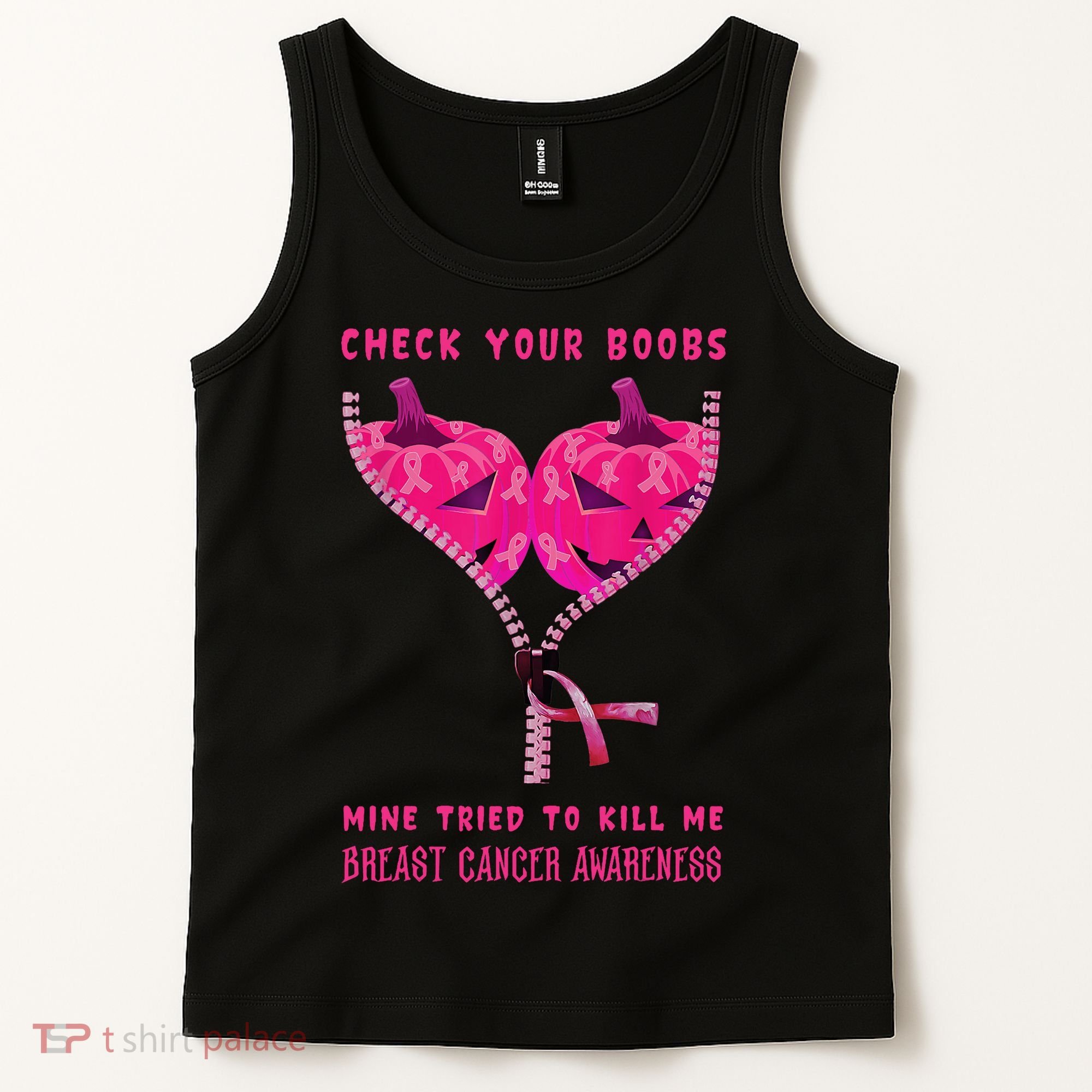 Check Your Boobs Mine Tried To Kill Me Breast Cancer Awareness Tank Top