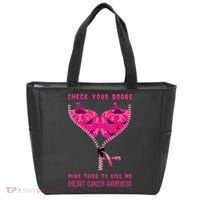 Check Your Boobs Mine Tried To Kill Me Breast Cancer Awareness Tote Bag thumb 0