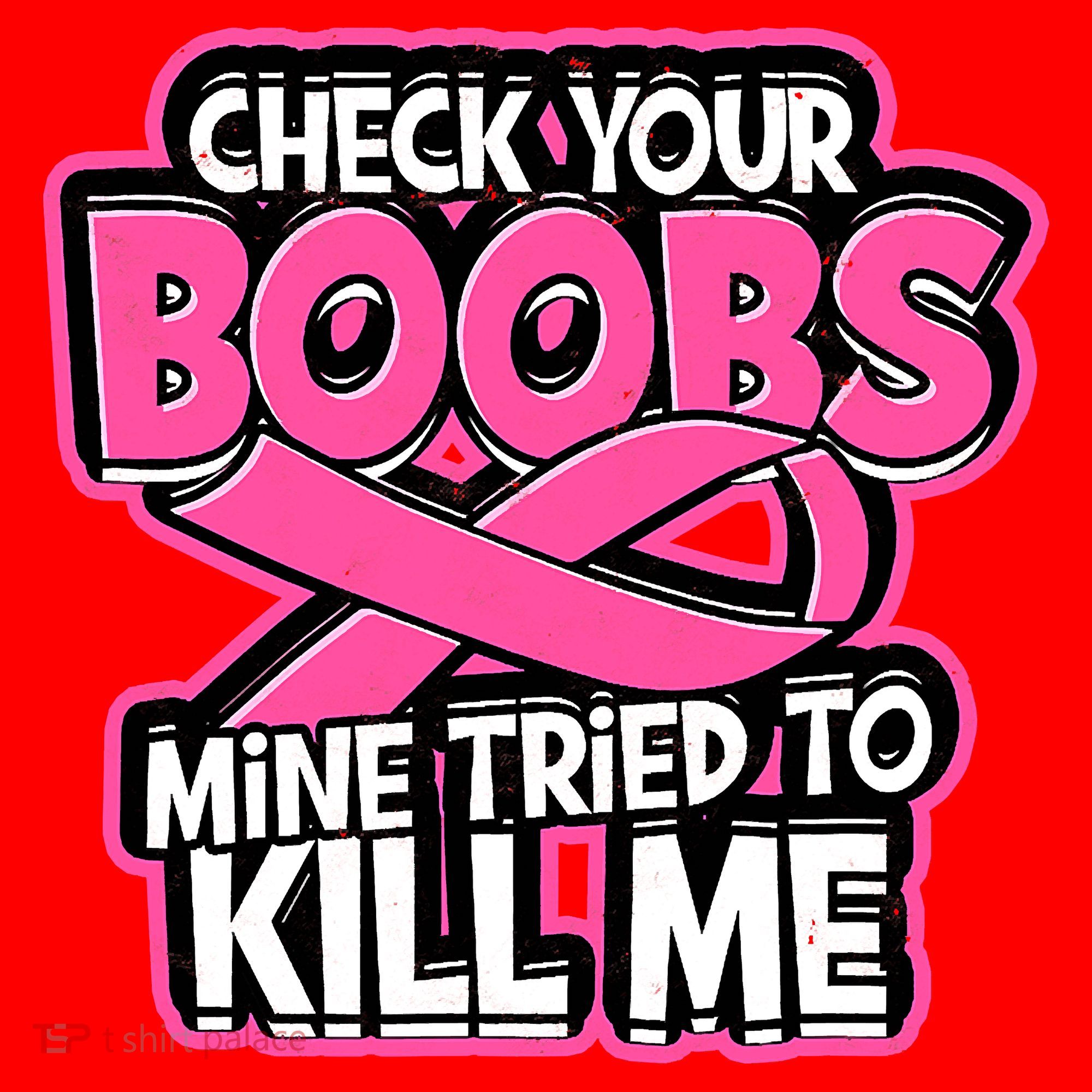 Check Your Boobs Mine Tried To Kill Me Funny Breast Cancer Santa Hat
