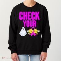 Check Your Boo Bees Breast Cancer Halloween Cute Women's Sweatshirt thumb 0