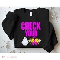 Check Your Boo Bees Breast Cancer Halloween Cute Sweatshirt thumb 2
