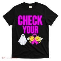 Check Your Boo Bees Breast Cancer Halloween Cute T-Shirt thumb 0