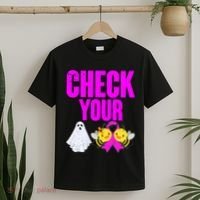 Check Your Boo Bees Breast Cancer Halloween Cute T-Shirt thumb 2