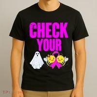 Check Your Boo Bees Breast Cancer Halloween Cute T-Shirt thumb 3