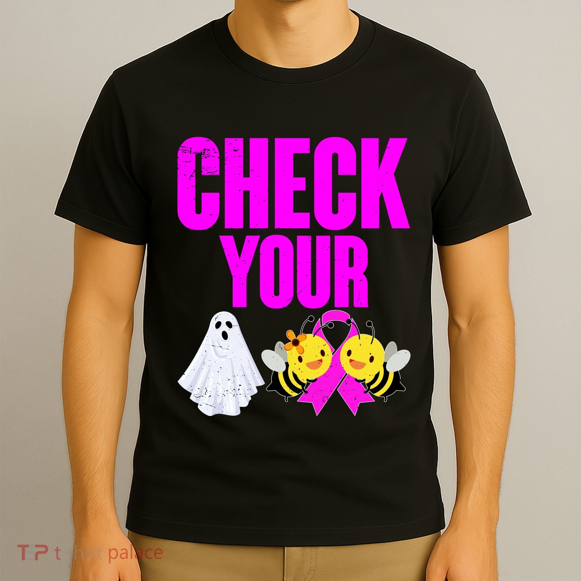 Check Your Boo Bees Breast Cancer Halloween Cute T-Shirt