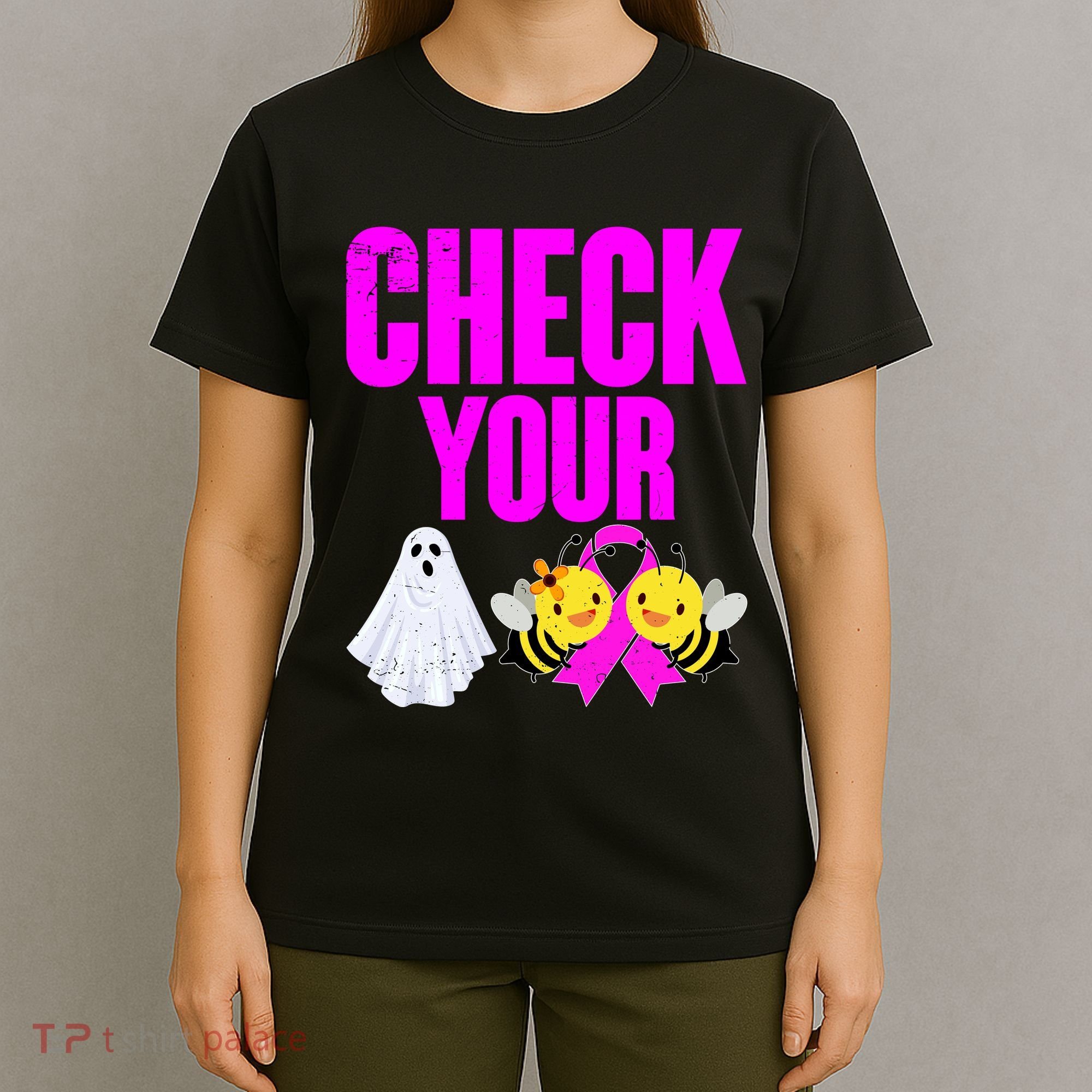 Check Your Boo Bees Breast Cancer Halloween Cute T-Shirt