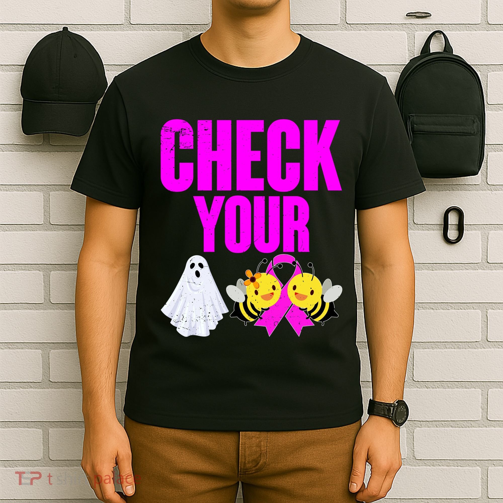 Check Your Boo Bees Breast Cancer Halloween Cute T-Shirt