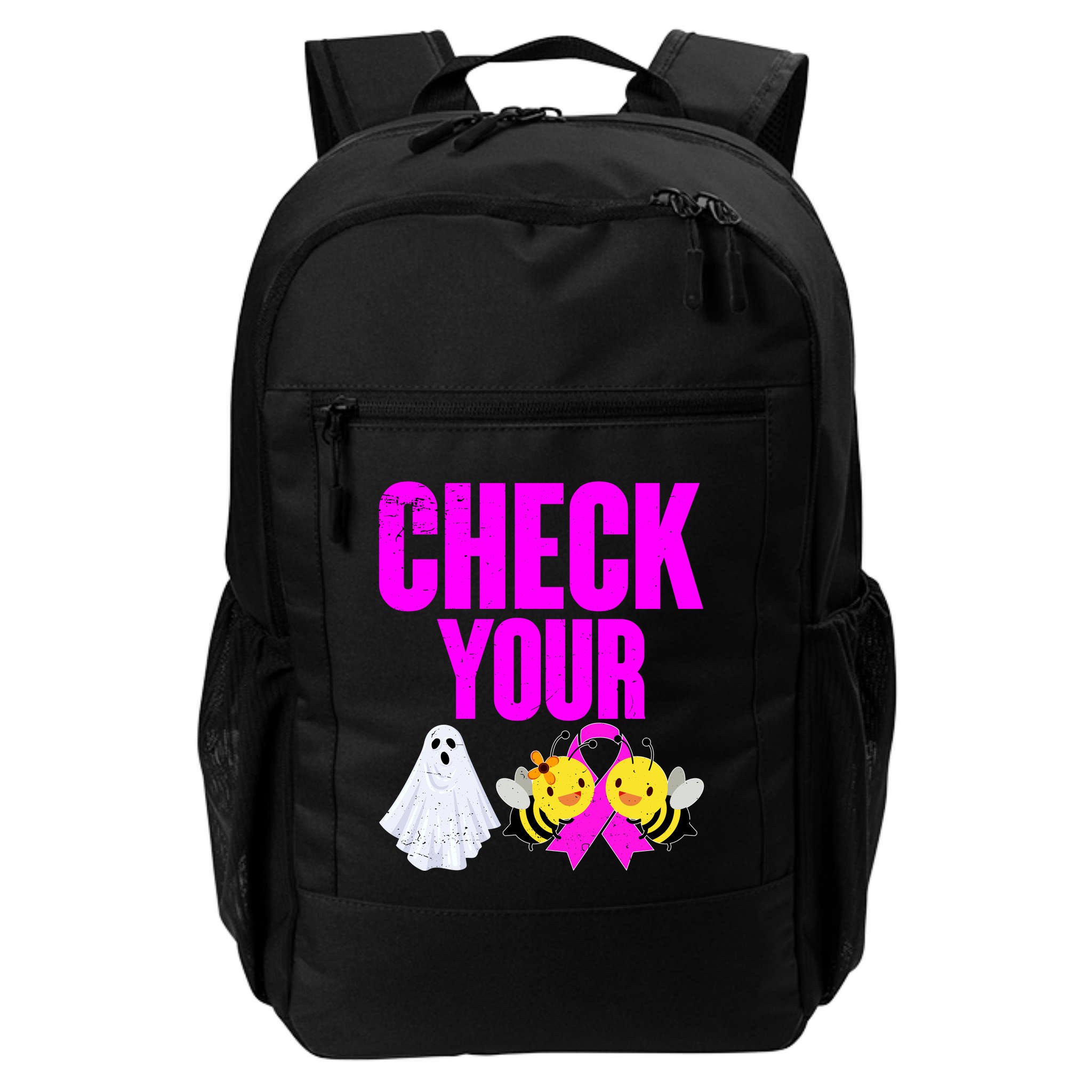 Check Your Boo Bees Breast Cancer Halloween Cute Backpack