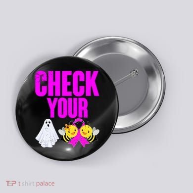 Check Your Boo Bees Breast Cancer Halloween Cute Button