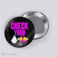 Check Your Boo Bees Breast Cancer Halloween Cute Button thumb 0