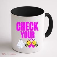 Check Your Boo Bees Breast Cancer Halloween Cute Coffee Mug thumb 1