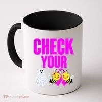Check Your Boo Bees Breast Cancer Halloween Cute Coffee Mug thumb 0