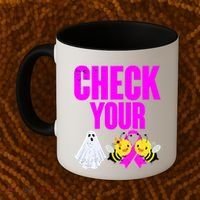 Check Your Boo Bees Breast Cancer Halloween Cute Coffee Mug thumb 2