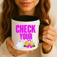 Check Your Boo Bees Breast Cancer Halloween Cute Coffee Mug thumb 3