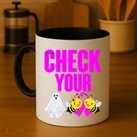 Check Your Boo Bees Breast Cancer Halloween Cute Coffee Mug thumb 4