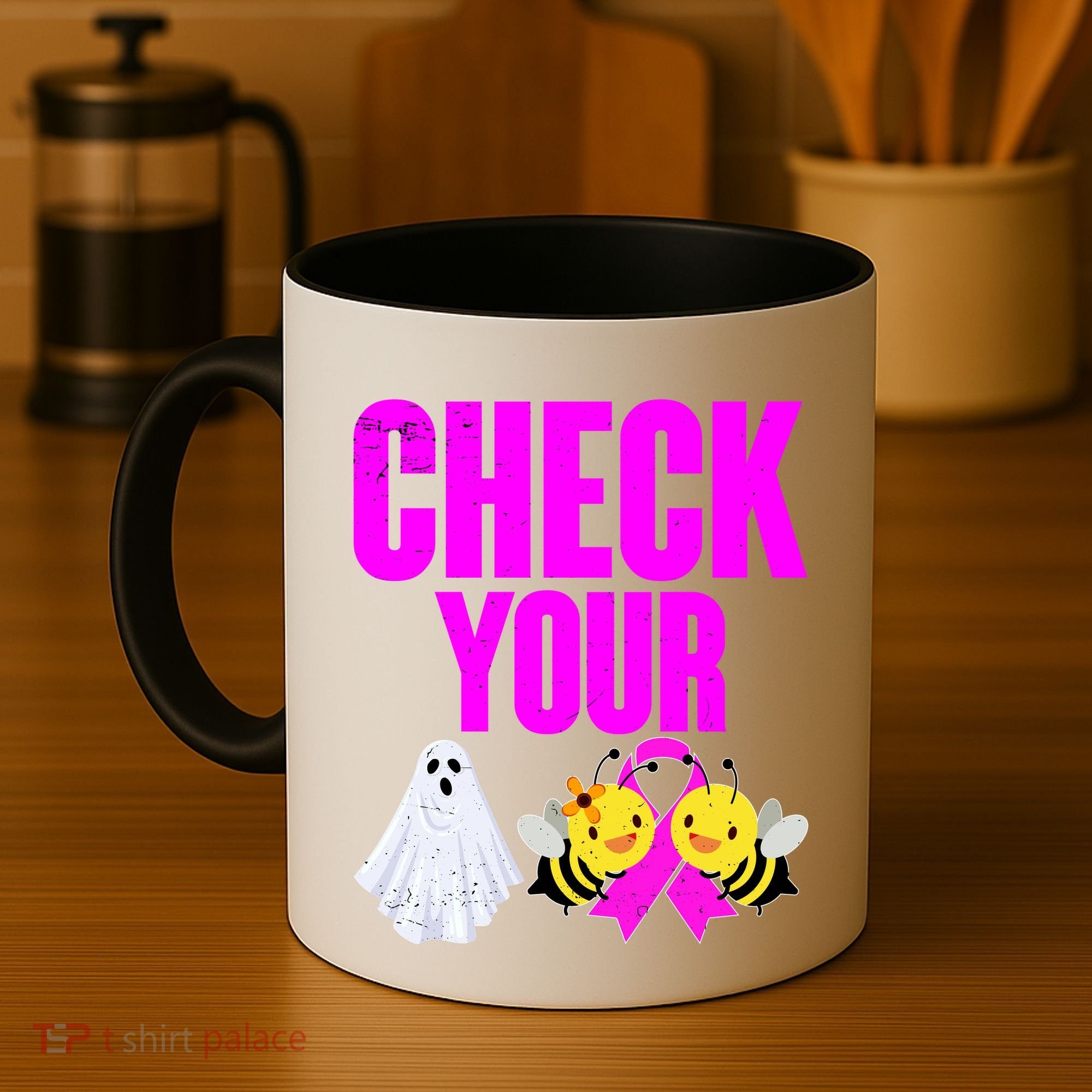 Check Your Boo Bees Breast Cancer Halloween Cute Coffee Mug