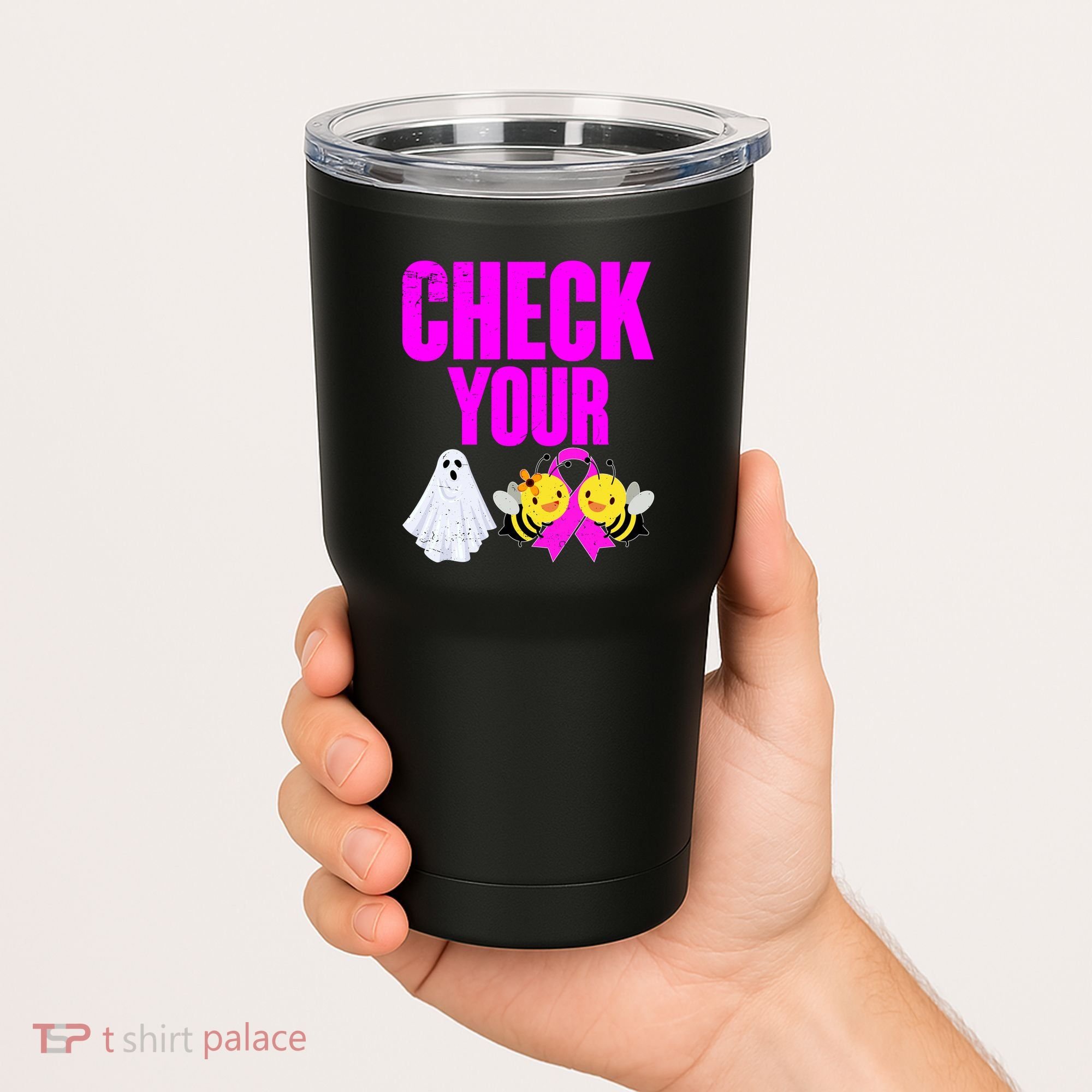 Check Your Boo Bees Breast Cancer Halloween Cute Tumbler
