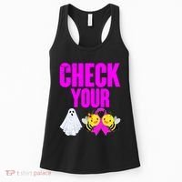 Check Your Boo Bees Breast Cancer Halloween Cute Women's Tank Top thumb 0
