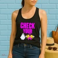 Check Your Boo Bees Breast Cancer Halloween Cute Women's Tank Top thumb 2