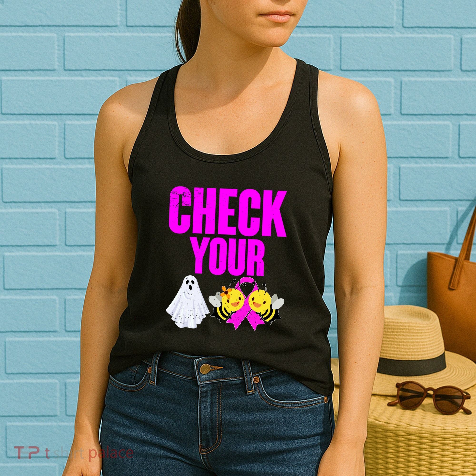 Check Your Boo Bees Breast Cancer Halloween Cute Women's Tank Top