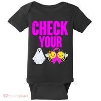 Check Your Boo Bees Breast Cancer Halloween Cute Baby Bodysuit thumb 0