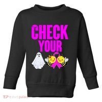 Check Your Boo Bees Breast Cancer Halloween Cute Toddler Sweatshirt thumb 0