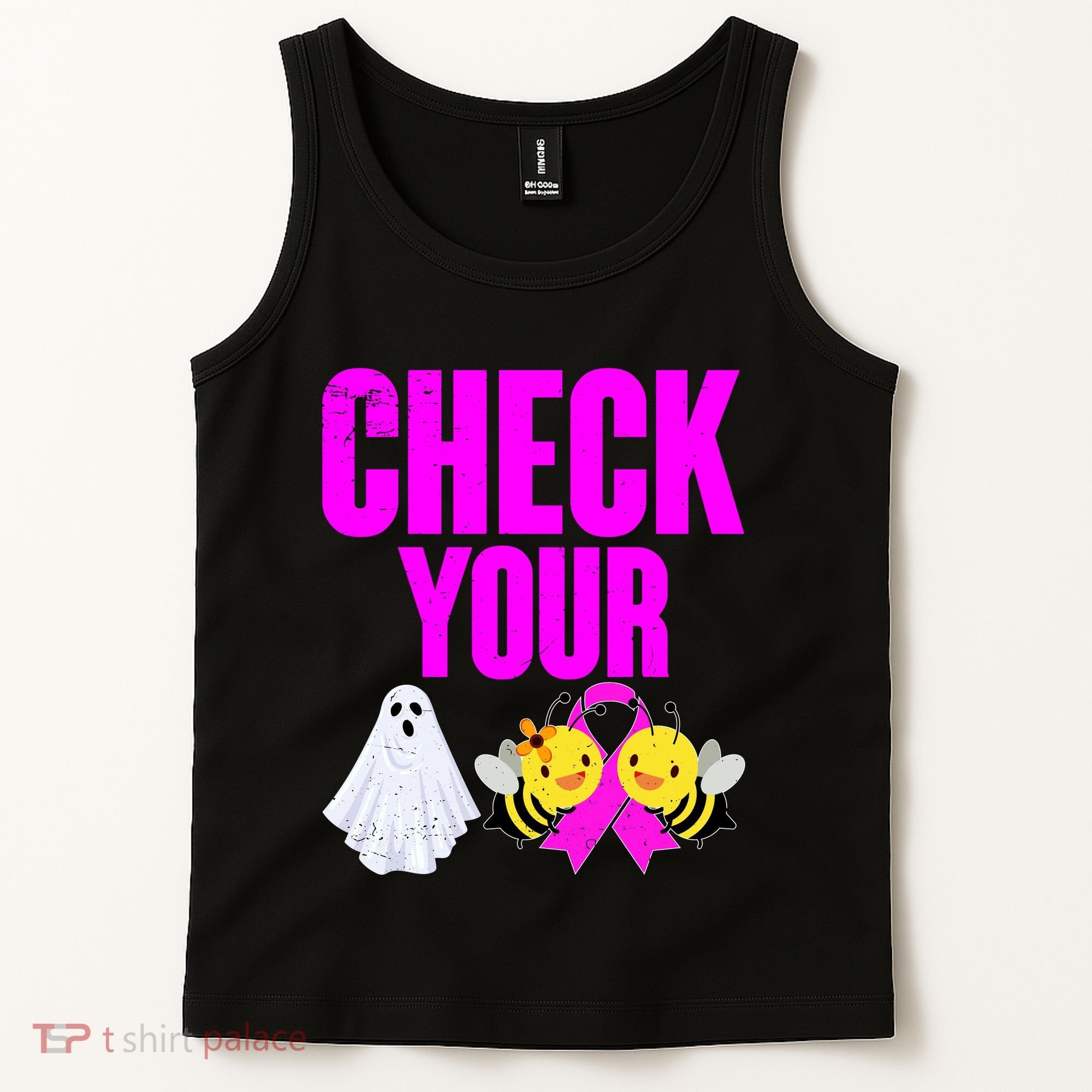 Check Your Boo Bees Breast Cancer Halloween Cute Tank Top