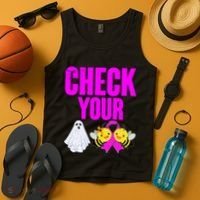 Check Your Boo Bees Breast Cancer Halloween Cute Tank Top thumb 4