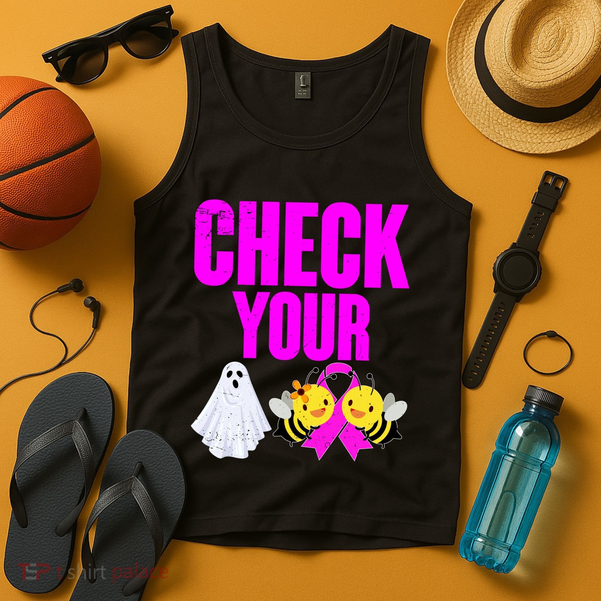 Check Your Boo Bees Breast Cancer Halloween Cute Tank Top