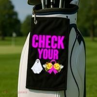 Check Your Boo Bees Breast Cancer Halloween Cute Golf Towel thumb 2