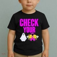 Check Your Boo Bees Breast Cancer Halloween Cute Toddler T-Shirt thumb 2