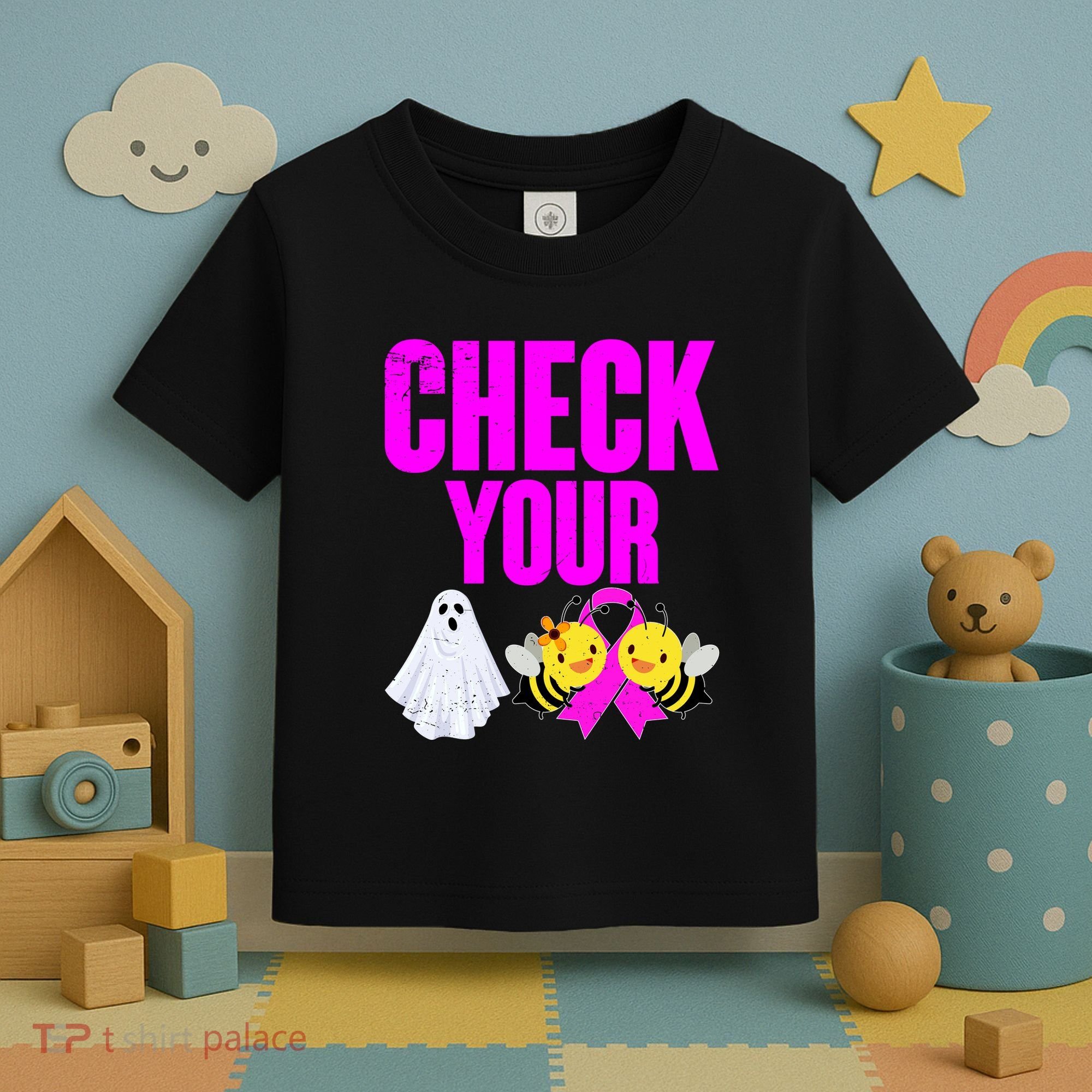 Check Your Boo Bees Breast Cancer Halloween Cute Toddler T-Shirt
