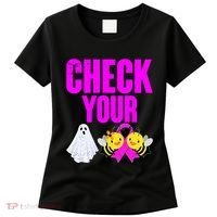 Check Your Boo Bees Breast Cancer Halloween Cute Women's T-Shirt thumb 0