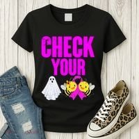 Check Your Boo Bees Breast Cancer Halloween Cute Women's T-Shirt thumb 3