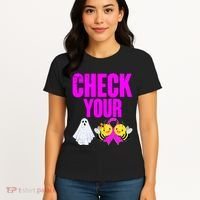 Check Your Boo Bees Breast Cancer Halloween Cute Women's T-Shirt thumb 4