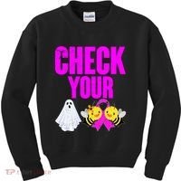 Check Your Boo Bees Breast Cancer Halloween Cute Kids Sweatshirt thumb 0