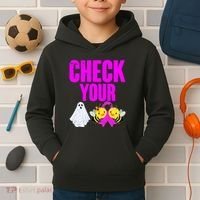 Check Your Boo Bees Breast Cancer Halloween Cute Kids Hoodie thumb 2