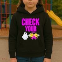 Check Your Boo Bees Breast Cancer Halloween Cute Kids Hoodie thumb 3